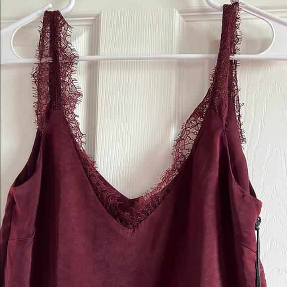 Women's Burgundy Lace Trim Top - Picture 2 of 4